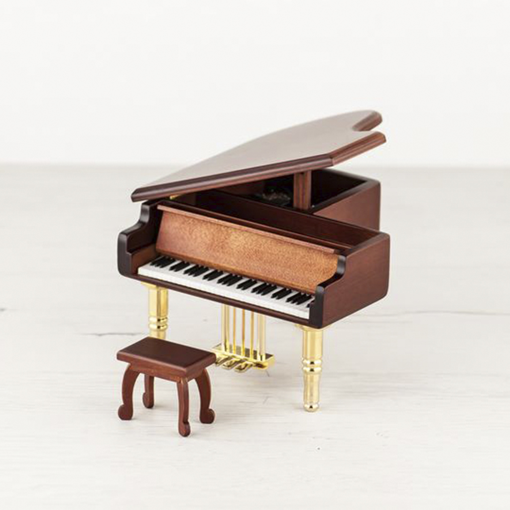 Caja musical Piano de cola color caoba